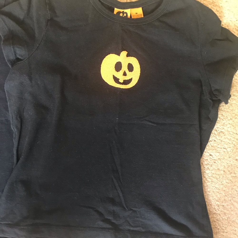 Beaded Pumpkin Halloween Sleeve Shirt
